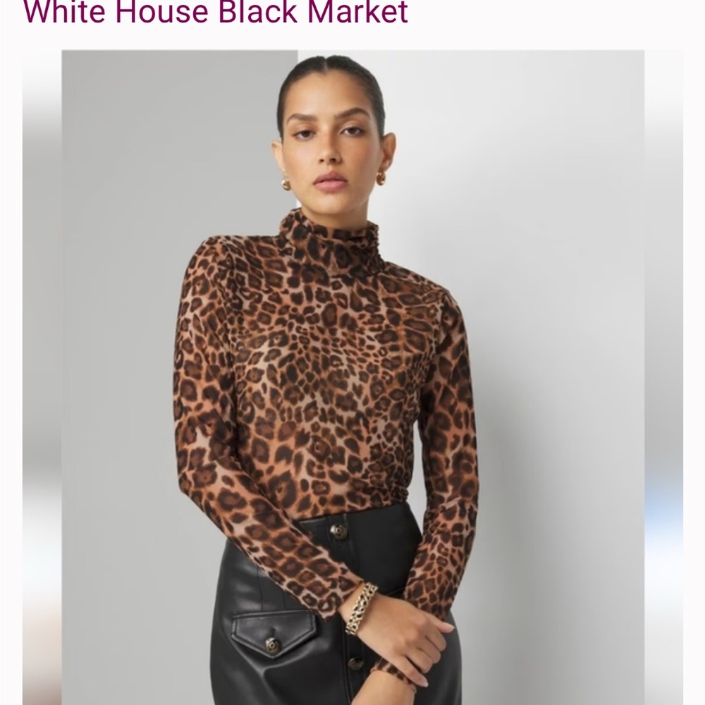 White House Black Market Sheer Animal Print Long Sleeve top- excellent condition - Picture 5 of 6